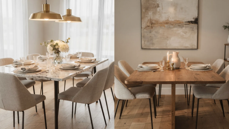 Marble Top Dining Table vs Wooden Dining Table