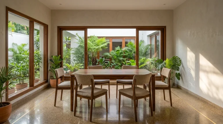 6 seater wooden dining table