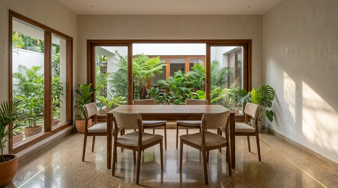 6 seater wooden dining table