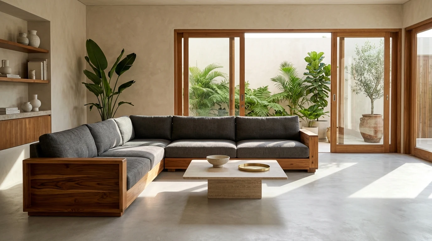 Latest L Shape Wooden Sofa