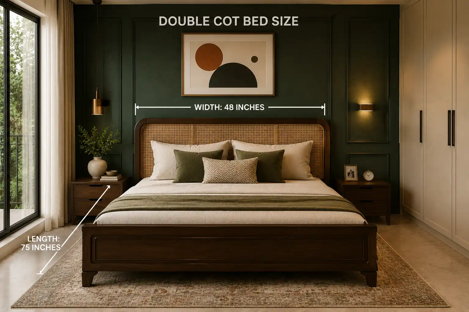 double cot bed size in inches