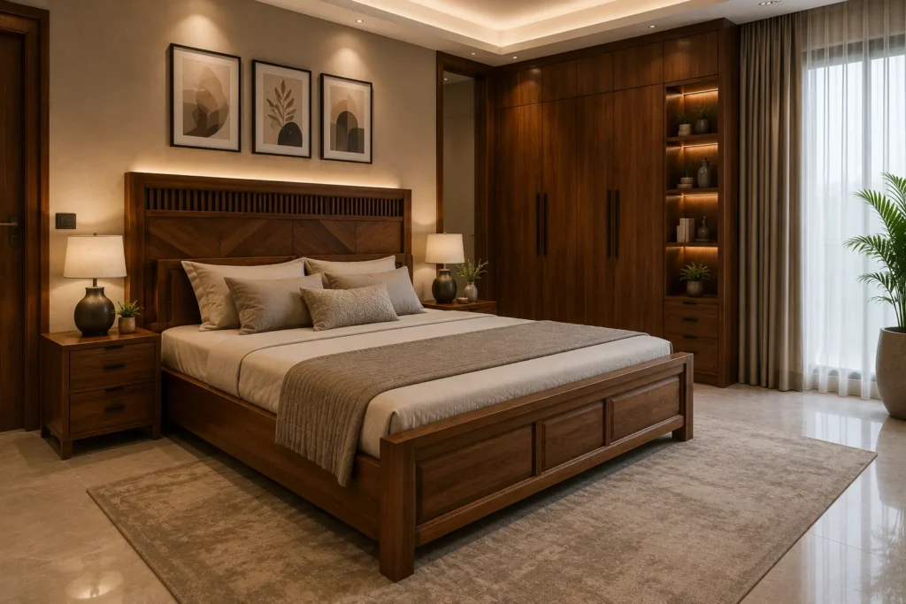 teak wood cot design