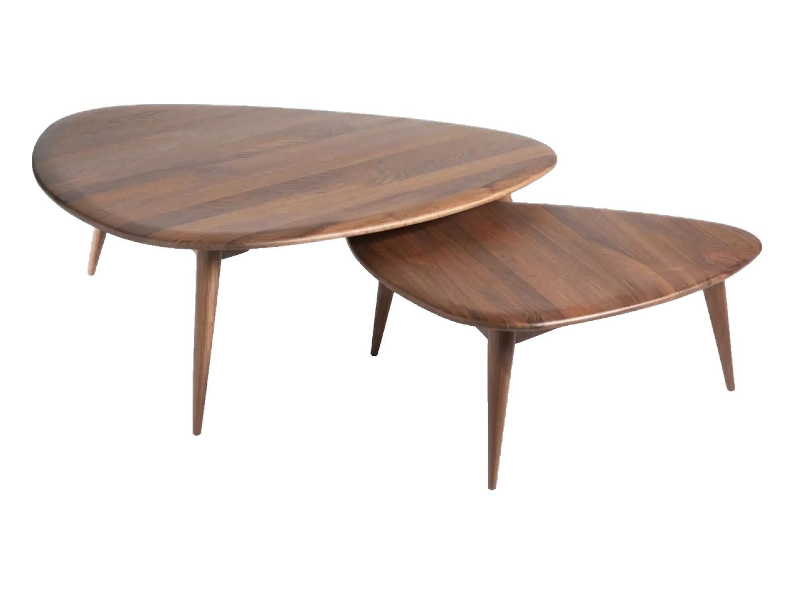 Pair of handmade nesting wooden coffee tables with tapered legs