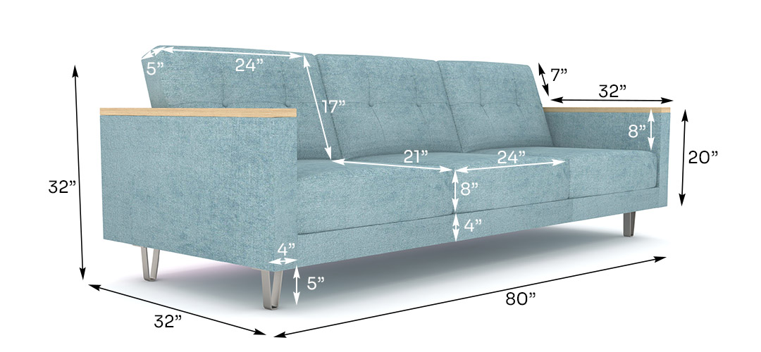 Suhaus-Sofa-Florance-Side-3 seater-blue-measurement.